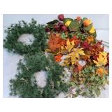 2 10" wreaths & seasonal foliage stems