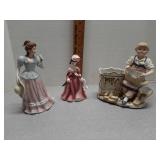 Figurines & planter: mid Century