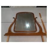 > Old beveled mirror with harp