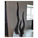 >Horn shaped metal decor 48", 35" & 24" height
