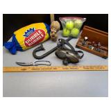 Poultry shears, snorkeling gear, rubber stamps &