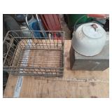 Abbott's Milk Box, Wire Crater, Enamel Tea Pot