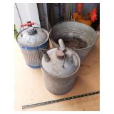Galvanized bucket & old cans
