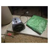 Space heater works & tarp
