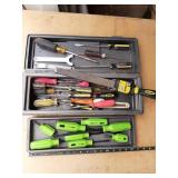 Mix of screwdrivers and other in tool box