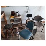 Chairs, rolling cart ,contents and fan