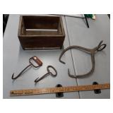 7up Wood crate , hay hook & ice hook