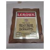 Leroux root beer schnapps, mirror sign