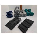 Weights 10 lb hex dumbbells & other