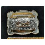 belt buckle silver. Steer & riders