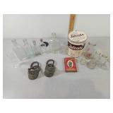 Glass Bottles, Tins +