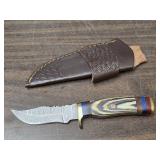 *Damscus 8" hunting knife & sheath