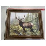 > Elk oil on canvas painting