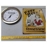 > Free beer tomorrow metal sign & Windsor