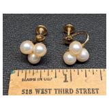 *Vintage genuine pearl earrings, gold filled