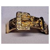 *Vintage solid gold & pearl buckle ring, 5.8