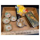 Saki cups made in occupied Japan, hand painted