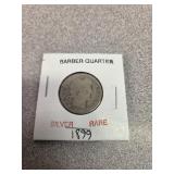 1899 Barber silver quarter