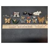 * Scottie Dog & Butterfly brooches +
