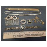 * Vintage graduated pearl necklace, mesh Goldette