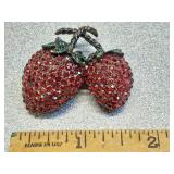 *Vintage Weiss strawberry rhinestone pin