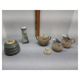 Pottery with shark skin Glaze. Vase & music box