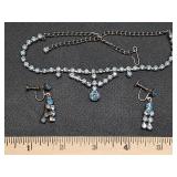 * Vintage powder blue rhinestone necklace &