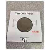 1864, 2 cent piece, bent