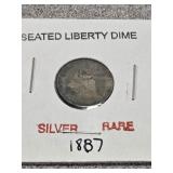 1887 seated dime, silver!