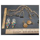 * Art Deco glass moonglow dress clips, vintage