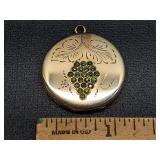 * Vintage gold filled locket pendant w green
