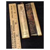 * Old Art Deco hair comb in monogrammed metal case