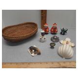 Mid Century ceramic salt / pepper & other & woven