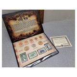 Civil war coin & stamp set - 8 coins & 4 stamps