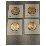 4 coins 2012 Sacagawea dollar coins edge lettered