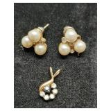 * Gold filled necklace and pearl earrings
