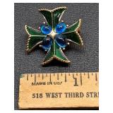 * Vintage Trifari Maltese Cross Brooch, Blue