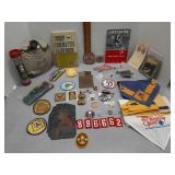 Scouting patches, canteen,  flashlight,
