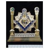 * gold-plated metal car emblem Masonic pillars