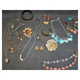 * Lg lot vintage earrings, brooches, necklaces,