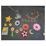* Lg lot vintage brooches, necklaces, earrings