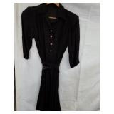 > Vintage rayon crepe dress, brass & gloss bead
