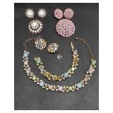 * Vintage brooches & clip-on earring sets, pastel
