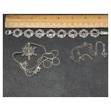 * Black & silver toned necklaces & bracelet
