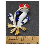 * Vintage Trifari Painted Frog, "Precious Pets"