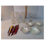 Mid-century powder horn glasses,  Coors ashtray,
