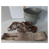 Z Potato Picking Belt, metal traps, cups bucket