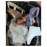 Tote of ice Skates & cross-country ski shoes