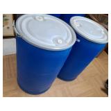 2- 55 Gal Blue Barrels with Lids