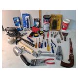 Toys: Stanley stud finder, saw, wrench, sander,